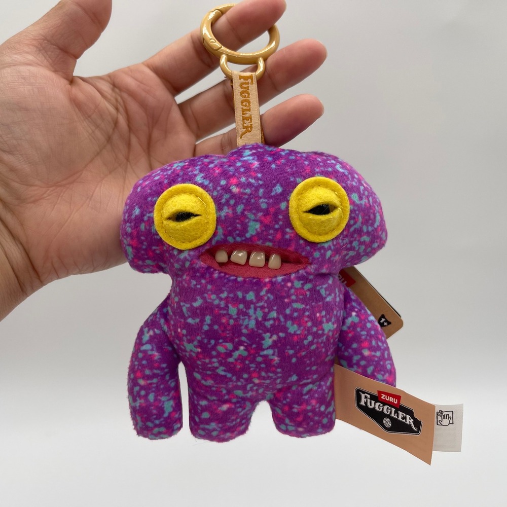 Zuru Fuggler Keyring Purple Speckled Funny Ugly Monster Plush Keychain NWT